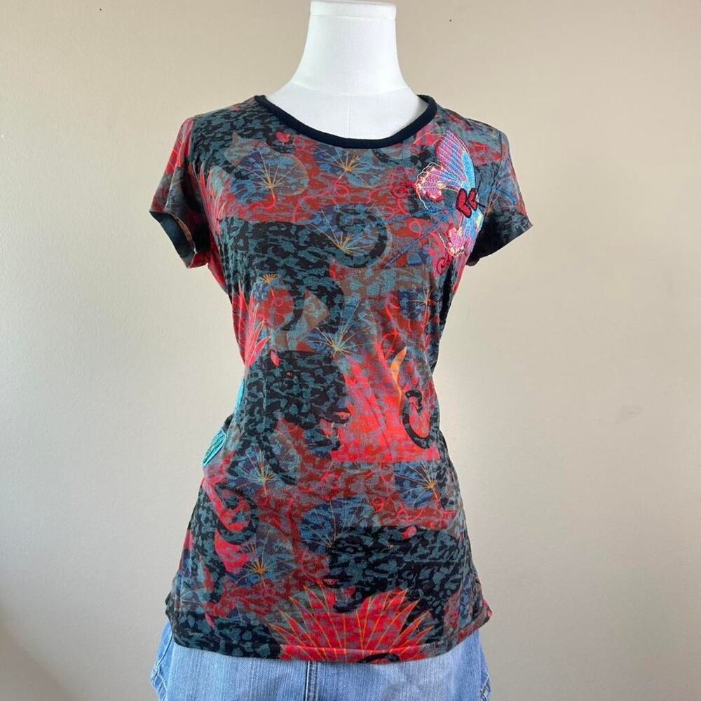 Insane Custo Barcelona Butterfly Patch Jungle Shirt